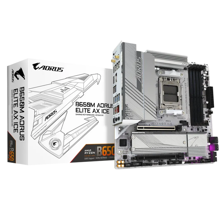 GIGABYTE B650M Aorus Elite AX ICE DDR5 AMD Motherboard - Byte Baazar