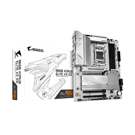 GIGABYTE B650 Aorus Elite AX ICE DDR5 AMD Motherboard ( White ) - Byte Baazar