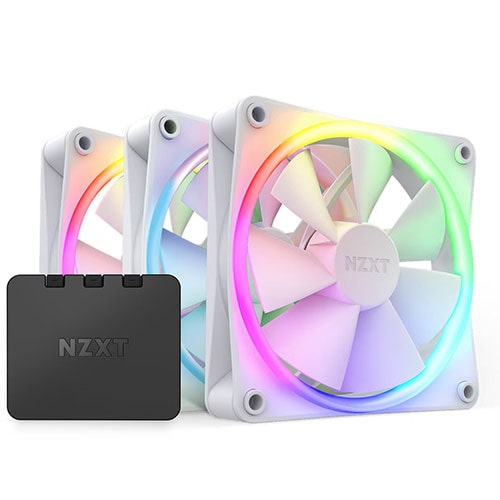 NZXT F120 RGB 120mm Fans With Controller White (Triple Pack) - Byte Baazar