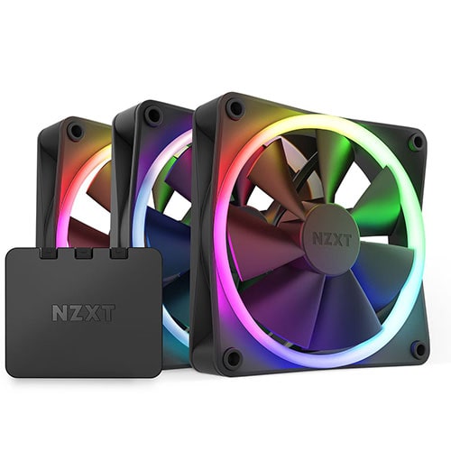 NZXT F120 RGB 120mm Fans With Controller Black (Triple Pack) - Byte Baazar