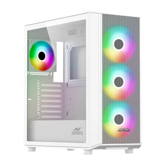 ANT ESPORTS 411 Air ARGB EATX Mid Tower Cabinet (White) - Byte Baazar