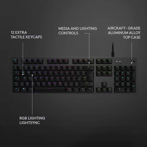 LOGITECH G512 RGB Gaming Keyboard (GX Blue Switch) (Carbon) - Byte Baazar