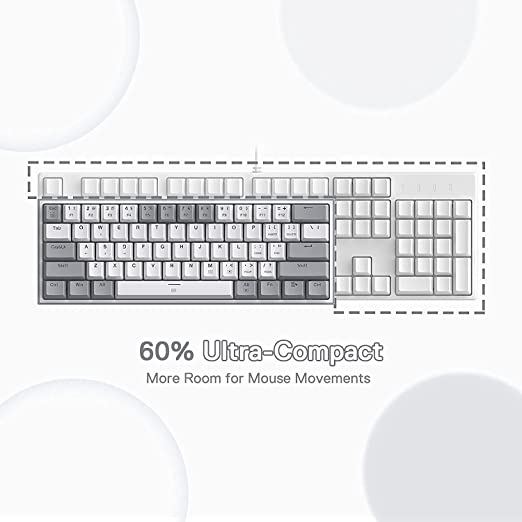 REDRAGON K617 Fizz 60% Mechanical Wired Gaming Keyboard ( White / Grey ) ( Red Linear Switch ) - Byte Baazar