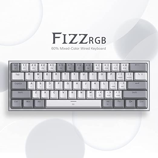 REDRAGON K617 Fizz 60% Mechanical Wired Gaming Keyboard ( White / Grey ) ( Red Linear Switch ) - Byte Baazar