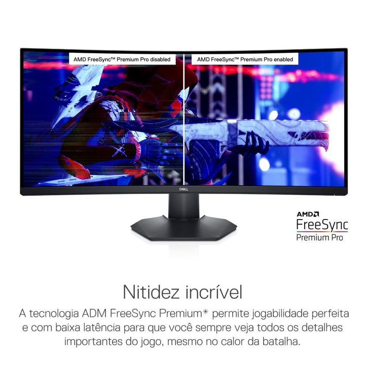 DELL S3422DWG 34 Inch QHD 144Hz VA Panel 99%SRGB 2MS AMD Freesync Curved Gaming Monitor - Byte Baazar