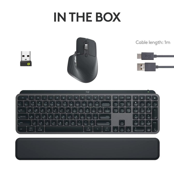 LOGITECH MX Keys S Full Size Membrane Wireless Gaming Keyboard and Mouse Combo ( Black ) ( 920-011605 ) - Byte Baazar