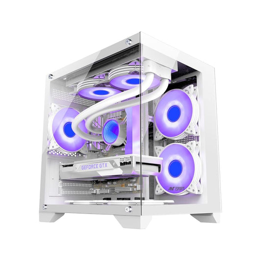 ANT ESPORTS Crystal Z2 MATX Mid Tower Cabinet (White) - Byte Baazar