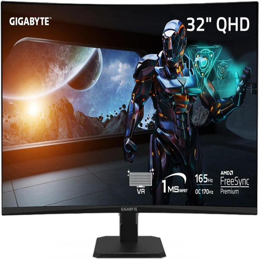 GIGABYTE GS32QC 32 Inch QHD 165Hz VA Panel 109% SRGB 1MS NVIDA Gsync Gaming Monitor - Byte Baazar