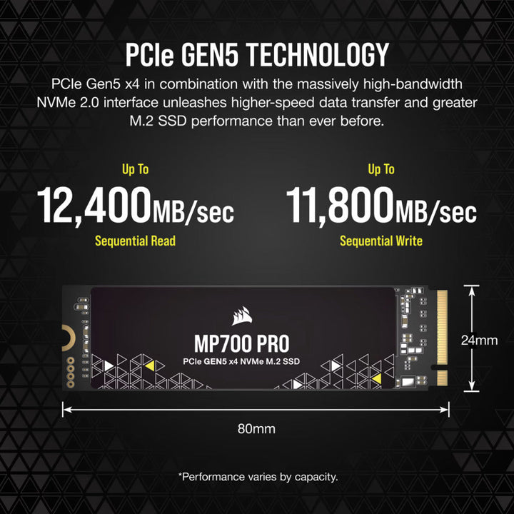 CORSAIR MP700 Pro 1TB M.2 NVME Gen5 Internal Solid State Drive ( SSD ) - Byte Baazar