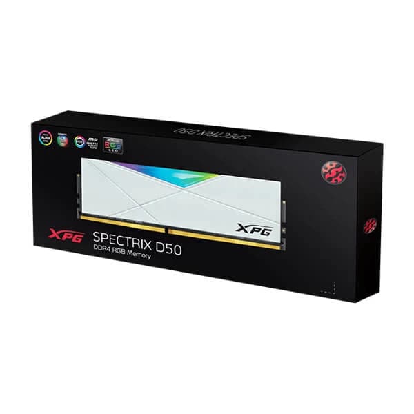 ADATA XPG Spectrix D50 RGB 32GB ( 32GB x 1 ) 3600MHz DDR4 RAM ( White ) - Byte Baazar