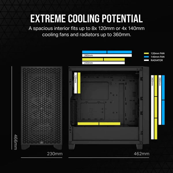 CORSAIR 3000D SI Edition ATX Mid Tower Cabinet (Black) Without Fans - Byte Baazar