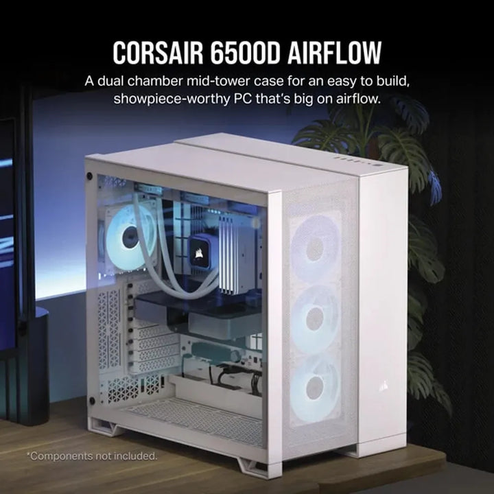 CORSAIR 6500D Airflow ATX Mid Tower Dual Chamber Cabinet (White) - Byte Baazar