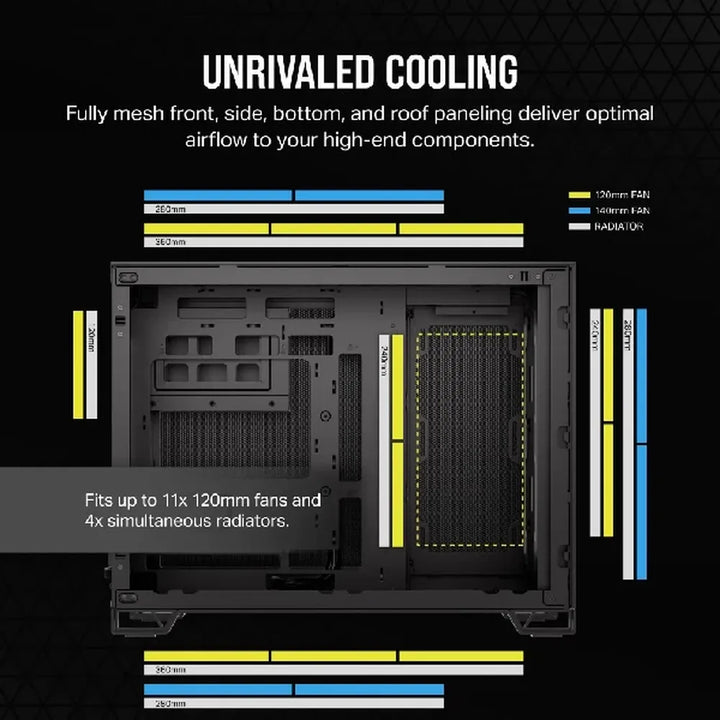 CORSAIR 2500D Airflow MATX Mini Tower Dual Chamber Cabinet (Black) - Byte Baazar