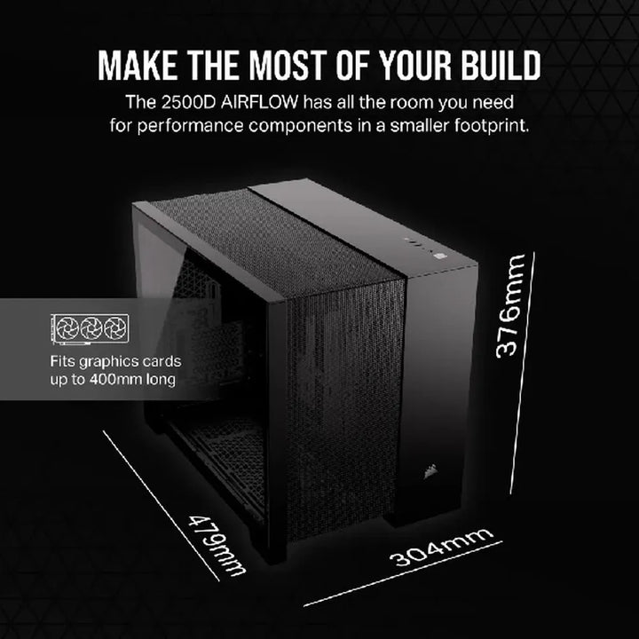 CORSAIR 2500D Airflow MATX Mini Tower Dual Chamber Cabinet (Black) - Byte Baazar