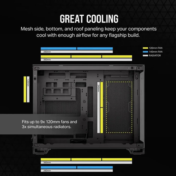 CORSAIR 2500X ATX Mid Tower Dual Chamber Cabinet (Black) - Byte Baazar