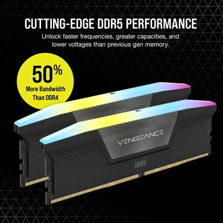 CORSAIR Vengeance RGB 32GB ( 16GB x 2 ) 6000MHz DDR5 RAM (Black) - Byte Baazar