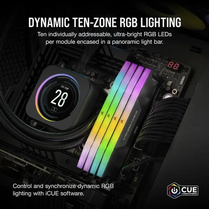 CORSAIR Vengeance RGB 32GB ( 16GB x 2 ) 6000MHz DDR5 RAM (Black) - Byte Baazar