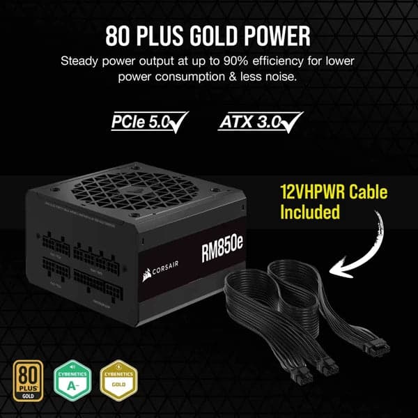 CORSAIR RM850e 850W 80 + Gold Fully Modular ATX 3.0 Power Supply - Byte Baazar