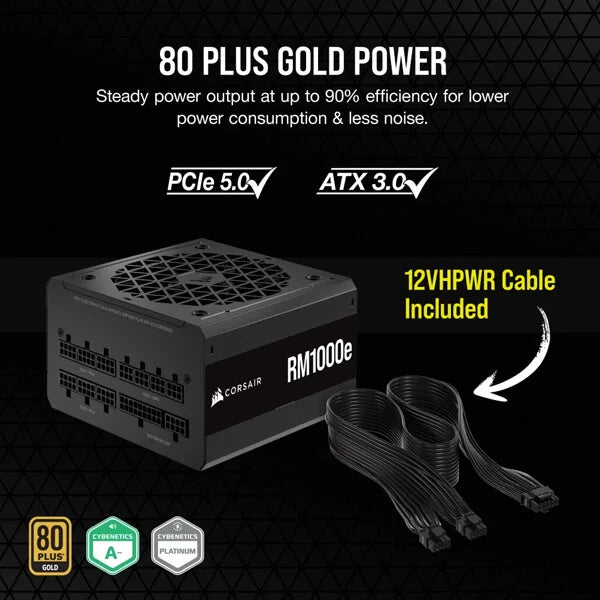 CORSAIR RM1000e 1000W 80 + Gold Fully Modular ATX 3.0 Power Supply - Byte Baazar