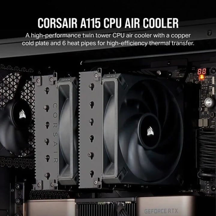 CORSAIR A115 Twin Tower 140mm Dual Tower CPU Air Cooler (Black) - Byte Baazar