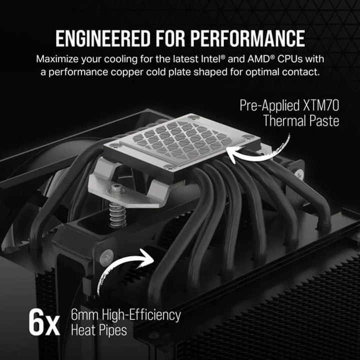 CORSAIR A115 Twin Tower 140mm Dual Tower CPU Air Cooler (Black) - Byte Baazar