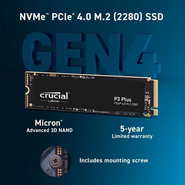 CRUCIAL P3 Plus 1TB M.2 NVMe Internal Solid State Drive - Byte Baazar