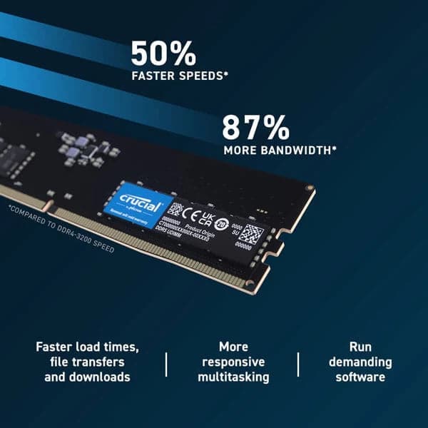 CRUCIAL 16GB ( 16GBx1 ) 4800MHz DDR5 RAM - Byte Baazar