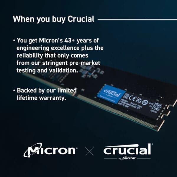 CRUCIAL 16GB ( 16GBx1 ) 4800MHz DDR5 RAM - Byte Baazar