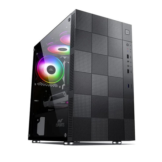 ANT ESPORTS Elite 1000 TG MATX Mid Tower Cabinet (Black) - Byte Baazar