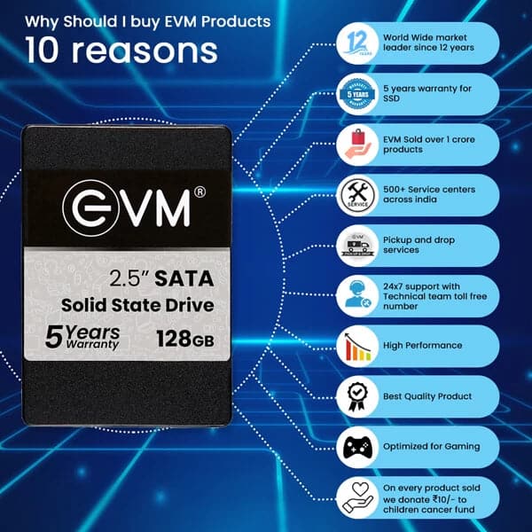 EVM 128GB 2.5 SATA SATA 3 Internal Solid State Drive (SSD) - Byte Baazar