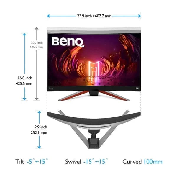 BENQ Mobiuz EX2710R 27 Inch QHD 165Hz VA Panel 1MS AMD Freesync Gaming Monitor - Byte Baazar