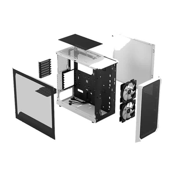 FRACTAL DESIGN Focus 2 Mesh RGB Clear Tint ATX Mid Tower Cabinet (White) - Byte Baazar