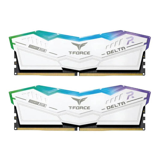 TEAMGROUP T-Force Delta RGB 32GB ( 16GBx2 ) 5200MHz DDR5 RAM (White) - Byte Baazar