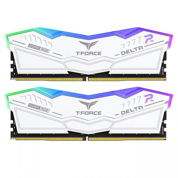 TEAMGROUP T-Force Delta RGB 32GB ( 16GB x 2 ) 6400MHz DDR5 RAM ( White ) - Byte Baazar