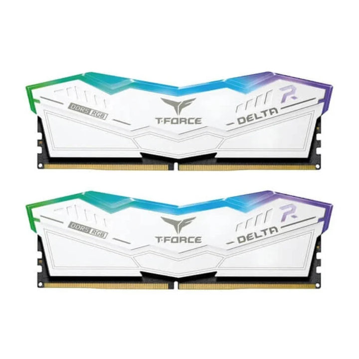 TEAMGROUP T-Force Delta RGB 64GB ( 32GBx2 ) 6000MHz DDR5 RAM ( White ) - Byte Baazar