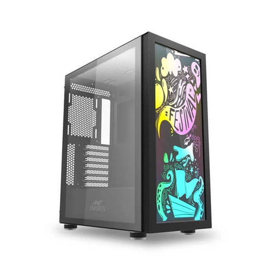 ANT ESPORTS Graffiti ATX Mid Tower Cabinet (Black) - Byte Baazar