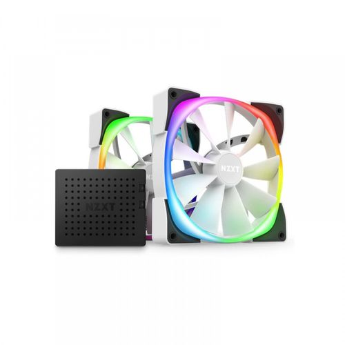 NZXT Aer RGB 2 140mm RGB Cabinet Fans (White) (Twin Pack) - Byte Baazar