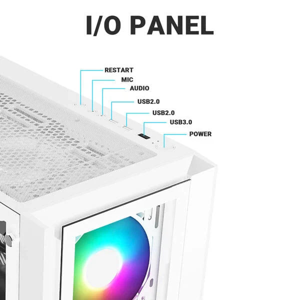 ANT ESPORTS ICE-170 TG ATX Mid Tower Cabinet (White) - Byte Baazar