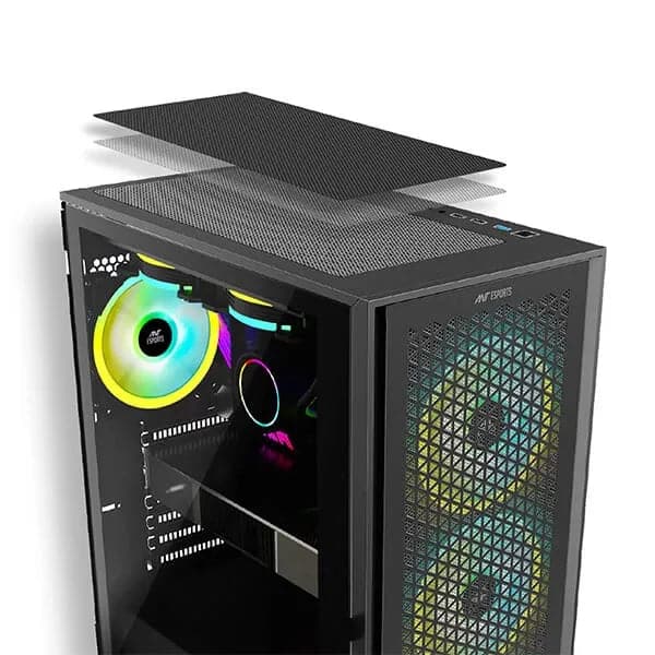 ANT ESPORTS ICE-4000 RGB Mesh ATX Mid Tower Cabinet (Black) - Byte Baazar