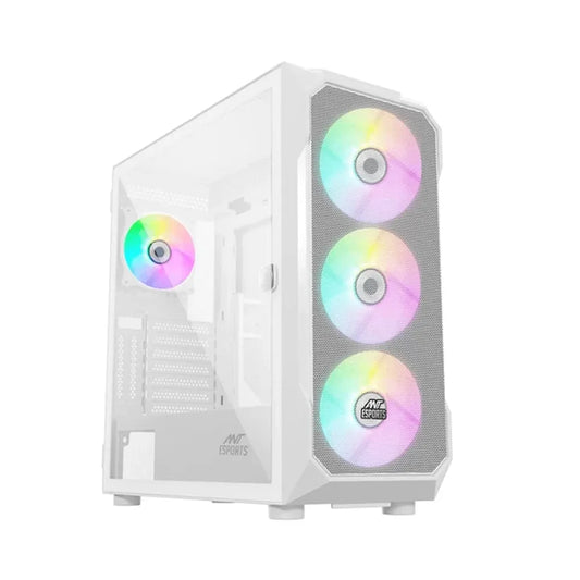 ANT ESPORTS ICE-410TG Mesh ARGB EATX Mid Tower Cabinet (White) - Byte Baazar