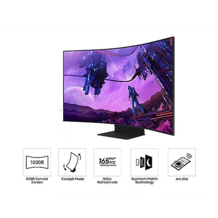 SAMSUNG Odyssey Ark LS55BG970NWXXL 55 Inch UHD 165Hz VA Panel 1MS AMD Freesync Gaming Monitor - Byte Baazar