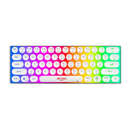 ANT ESPORTS MK1500 Mini Retro 60% Membrane Wireless Gaming Keyboard (White) (Membrane Keyboard) ( MK1500-MINI-RETRO) - Byte Baazar