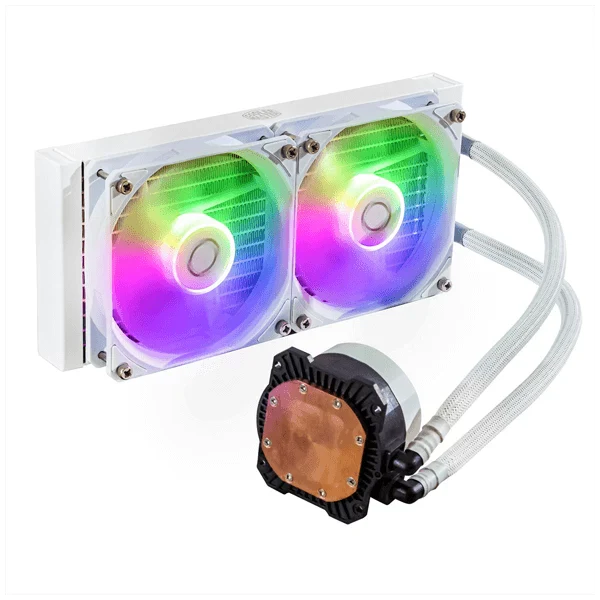 COOLER MASTER MasterLiquid 240L Core ARGB 240mm CPU Liquid Cooler (White) - Byte Baazar