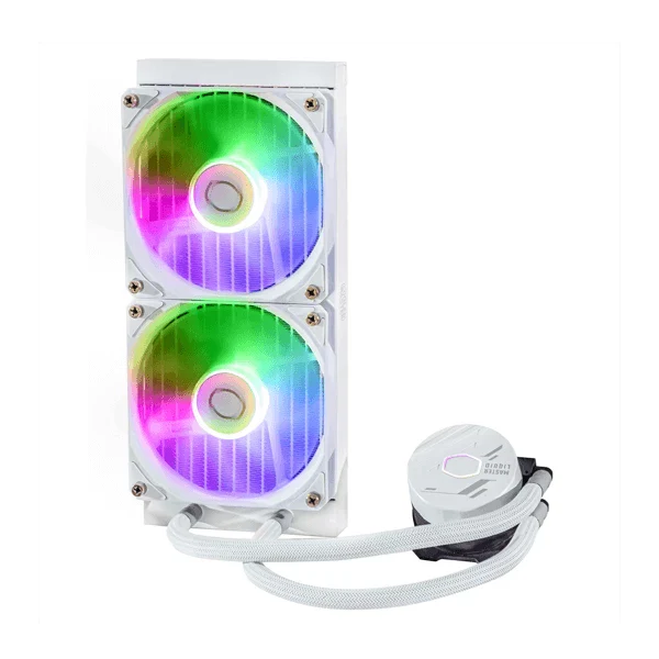 COOLER MASTER MasterLiquid 240L Core ARGB 240mm CPU Liquid Cooler (White) - Byte Baazar