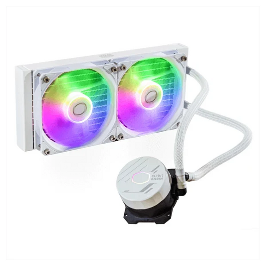 COOLER MASTER MasterLiquid 240L Core ARGB 240mm CPU Liquid Cooler (White) - Byte Baazar