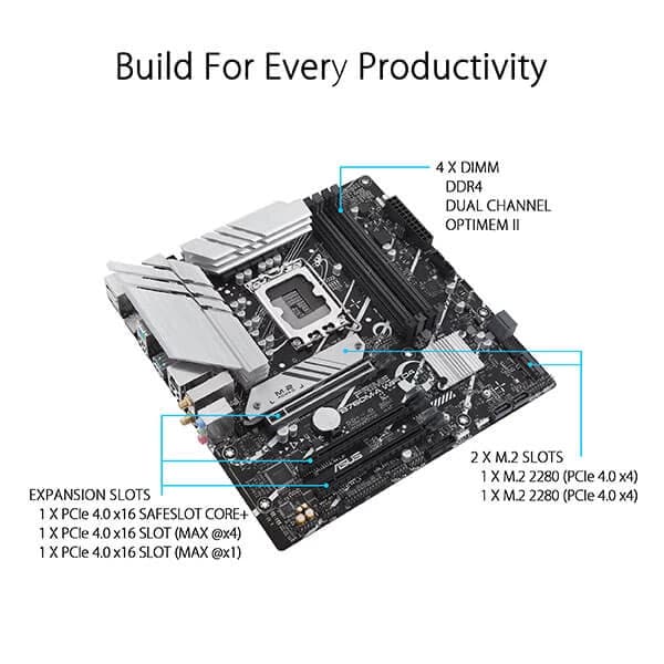 ASUS Prime B760M-A Wifi DDR4 Intel Motherboard - Byte Baazar