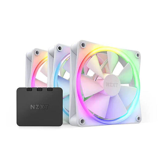 NZXT F120 RGB Duo 120mm with the RGB Controller Cabinet Fan White (Triple Pack) - Byte Baazar