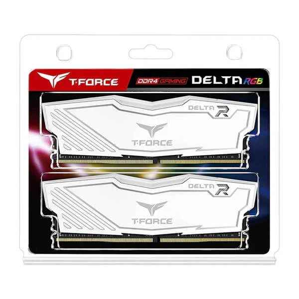 TEAMGROUP T-Force Delta 32GB ( 16GBx2 ) 3600MHz DDR4 RAM ( White ) - Byte Baazar