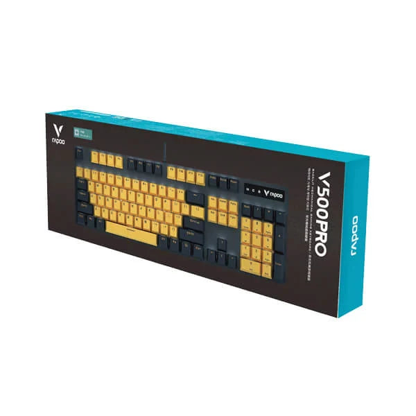 RAPOO V500 Pro Mechanical Full Size Gaming Keyboard ( Yellow / Blue ) - Byte Baazar