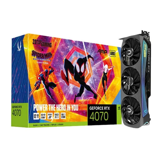 ZOTAC Gaming GeForce RTX 4070 AMP Airo Spider-Man Across The Spider-Verse Bundle Nvidia Graphic Card - Byte Baazar